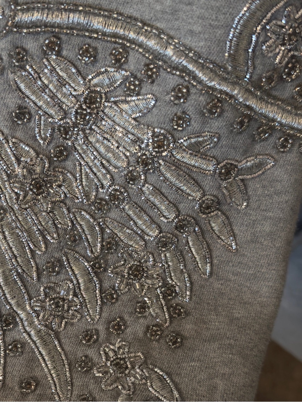Free People Light Gray Embroidered Hoodie with Rope Drawstrings - Picture 7 of 13